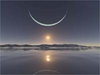 Coucher de soleil et lune