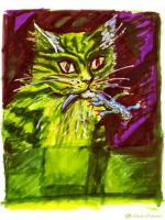 Chat vert au lézard
