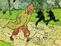 Tintin sous la pluie